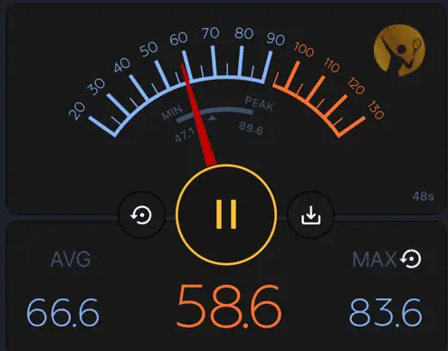 Average of noise levels measurement at indoor padel facility