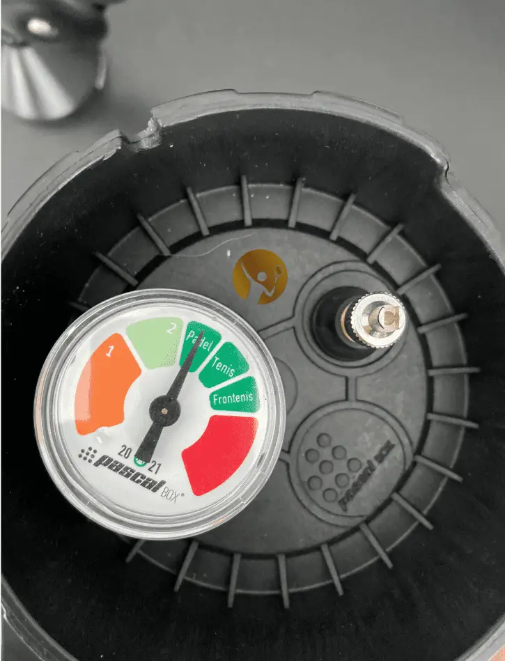 Manometer indicating pressure on Pascal Box ball pressurizer